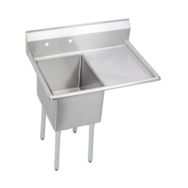 Elkay 14-1C18X24-R-18X Dependabilt Stainless Steel 38-1/2" x 29-13/16" x 43-3/4" 16 Gauge One Compartment Sink w/ 18" Right Drainboard and Stainless Steel Legs