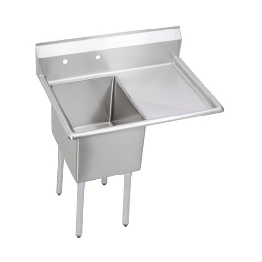 Elkay 14-1C18X24-R-18X Dependabilt Stainless Steel 38-1/2" x 29-13/16" x 43-3/4" 16 Gauge One Compartment Sink w/ 18" Right Drainboard and Stainless Steel Legs
