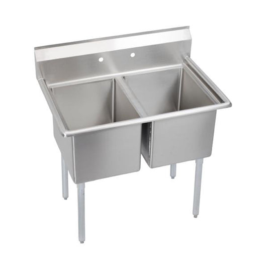 Elkay E2C24X24-0X Dependabilt Stainless Steel 55" x 29-13/16" x 43-3/4" 18 Gauge Two Compartment Sink with Stainless Steel Legs