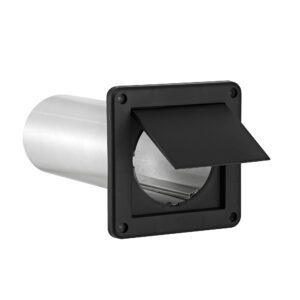 Lambro 1422BLTP 4 Inch Black Plastic Wall Exhaust Single Flap Vent – 11 Inch Pipe