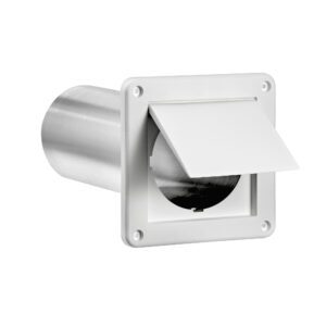 Lambro 1422WTP-R 4 Inch White Plastic Wall Exhaust Single Flap Vent – 11 Inch Pipe (Retail)