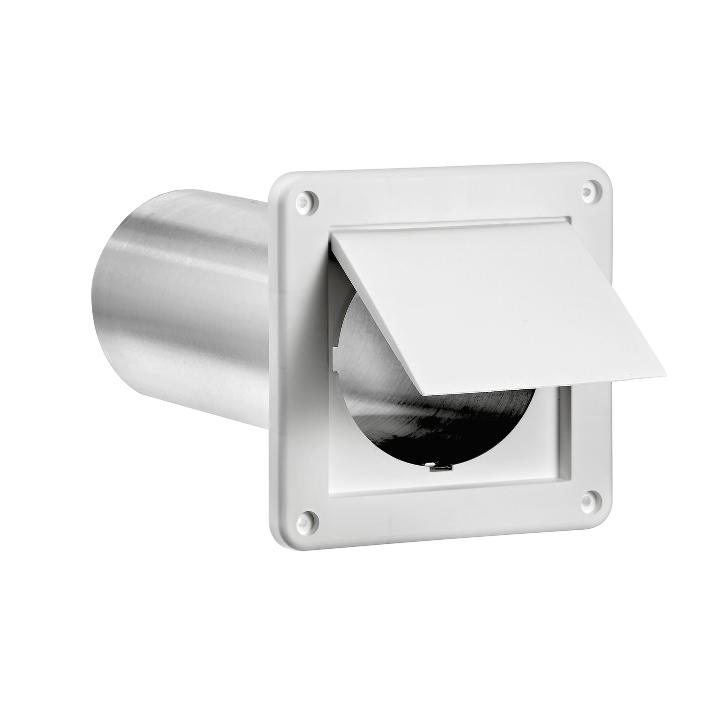 Lambro 1422WTP 4 Inch White Plastic Wall Exhaust Single Flap Vent – 11 Inch Pipe