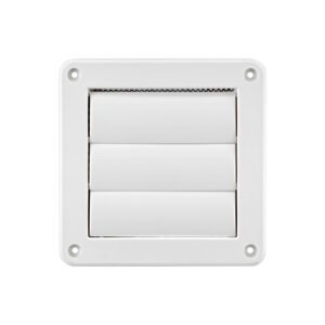 Lambro 1423WS 4 Inch White Plastic Wall Exhaust Vent (Louvered) – Metal Bug Screen