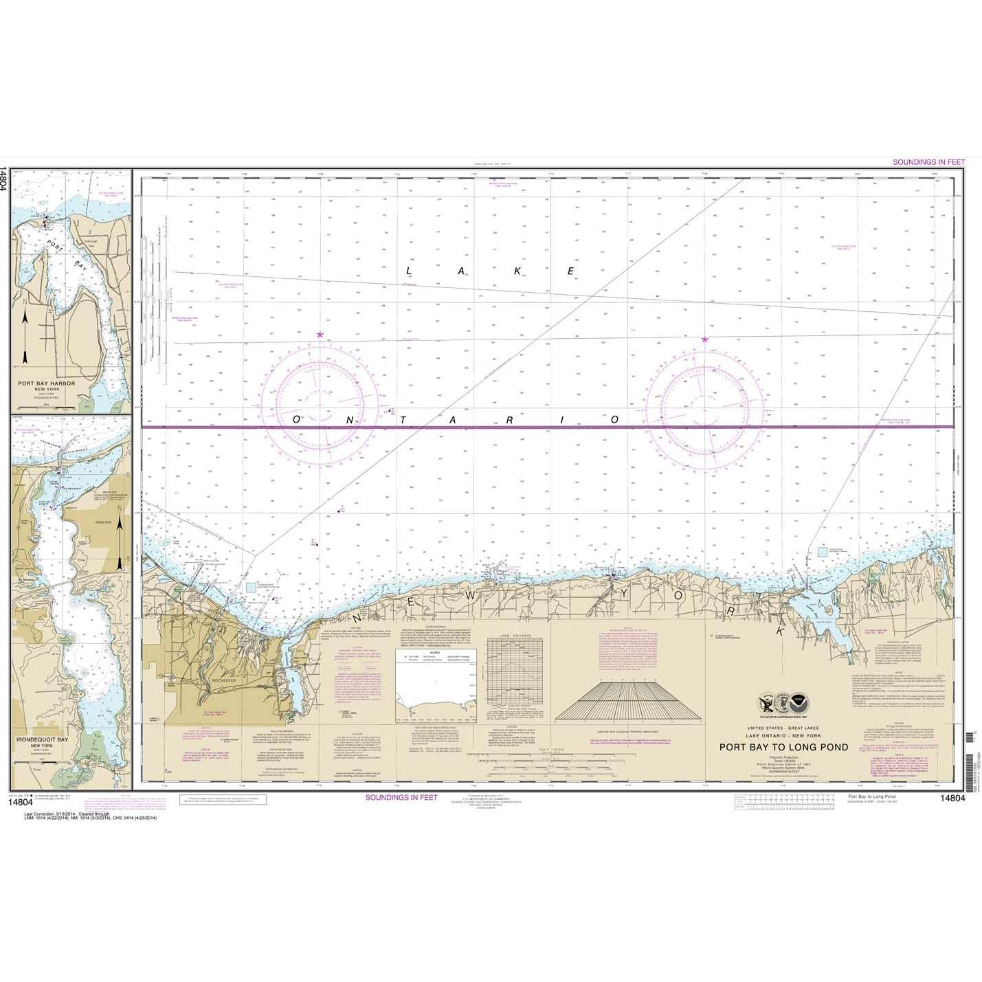 Paradise Clay NO_14804 HISTORICAL NOAA Chart Port Bay to Long Pond;Port Bay Harbor;Irondequoit Bay