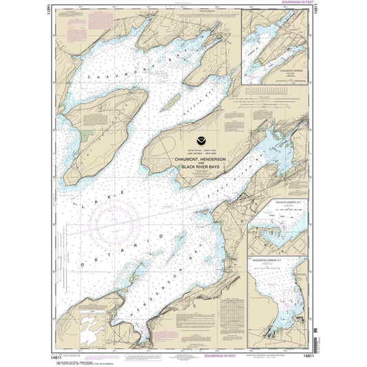 Paradise Clay NO_14811 HISTORICAL NOAA Chart Chaumont: Henderson and Black River Bays;Sackets Harbor;Henderson Harbor;Chaumont Harbor