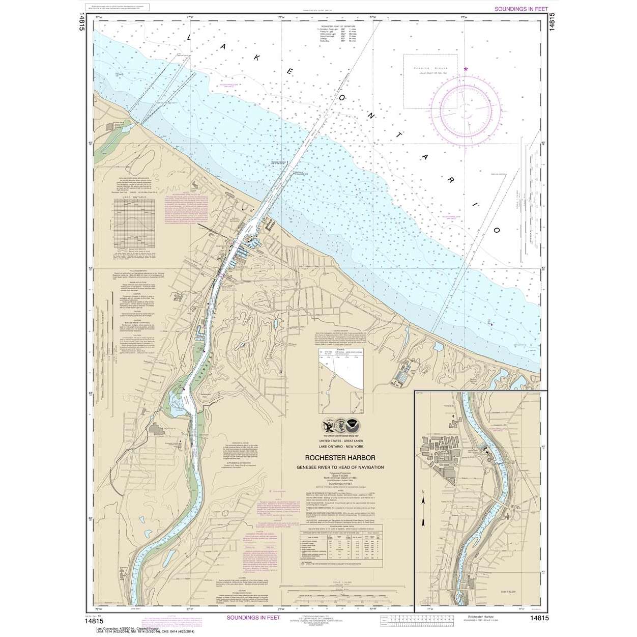 Paradise Clay NO_14815 HISTORICAL NOAA Chart Rochester Harbor: including Genessee River to head of navigation
