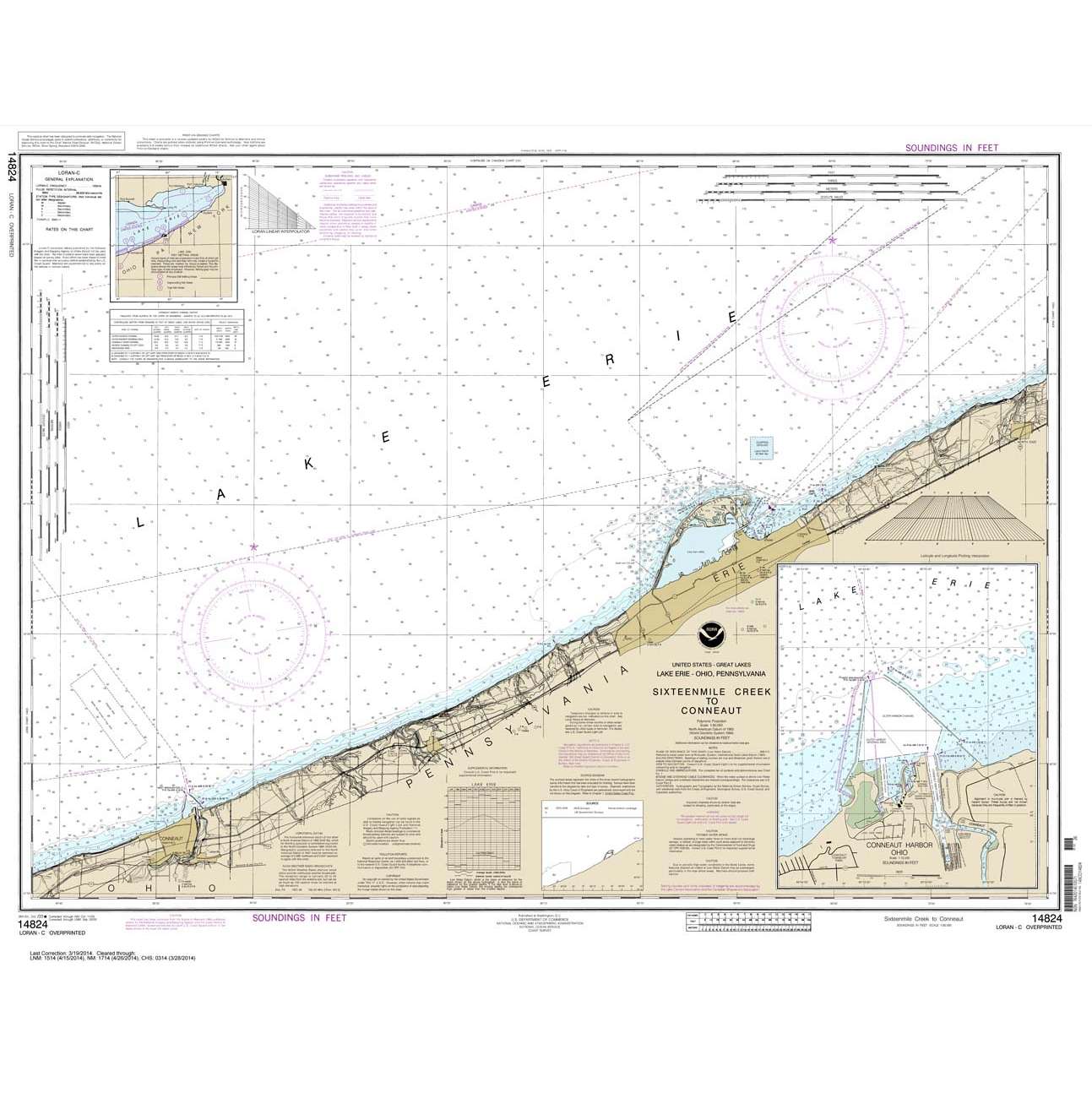 Paradise Clay NO_14824 HISTORICAL NOAA Chart Sixteenmile Creek to Conneaut;Conneaut Harbor