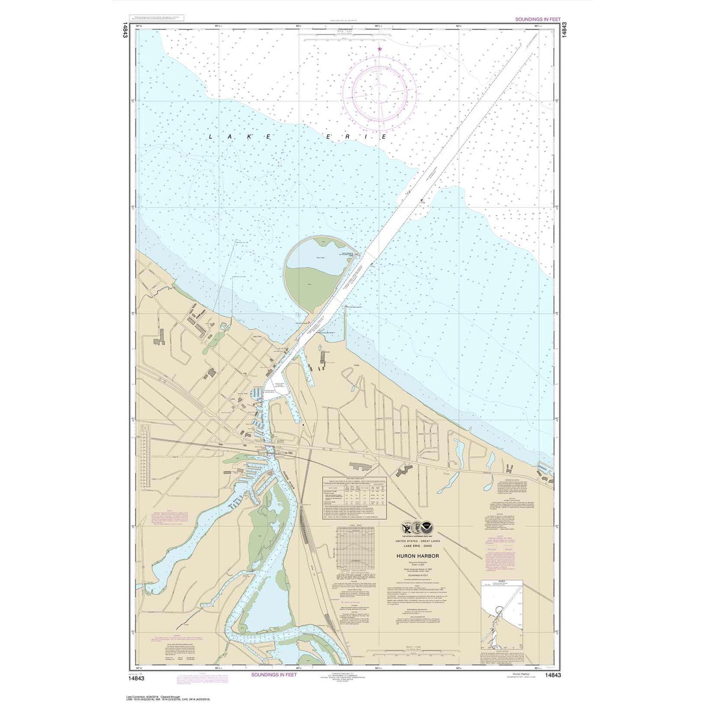 Paradise Clay NO_14843 HISTORICAL NOAA Chart Huron Harbor