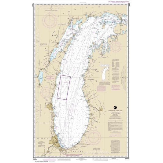 Paradise Clay NO_14901 HISTORICAL NOAA Lake Michigan (Mercator Projection)