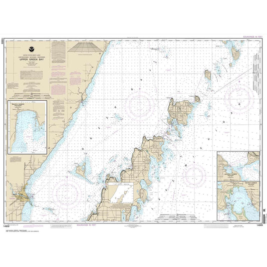 Paradise Clay NO_14909 HISTORICAL NOAA Chart Upper Green Bay - Jackson Harbor and Detroit Harbor;Detroit Harbor;Jackson Harbor;Baileys Harbor