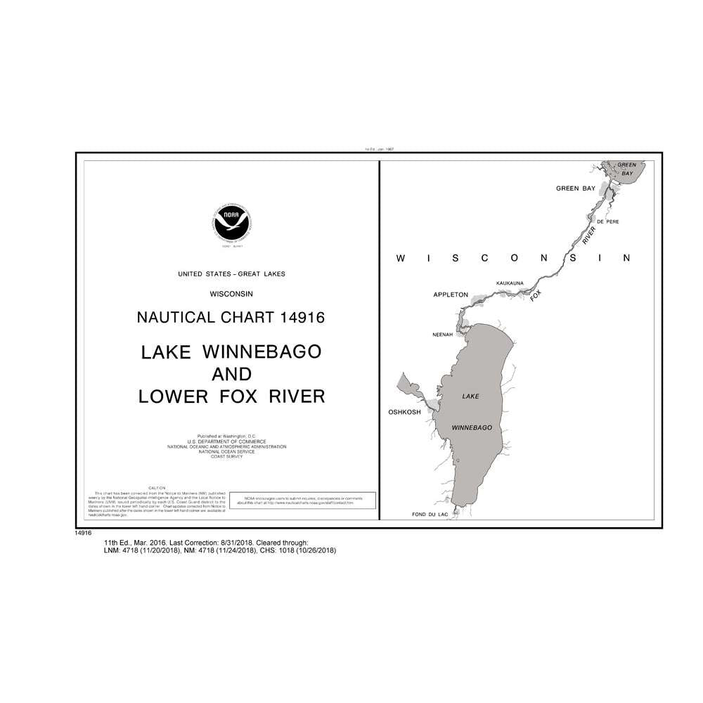Paradise Clay NO_14916 HISTORICAL NOAA Chart LAKE WINNEBAGO & LOWER FOX RIVER (38 PAGE BOOKLET)
