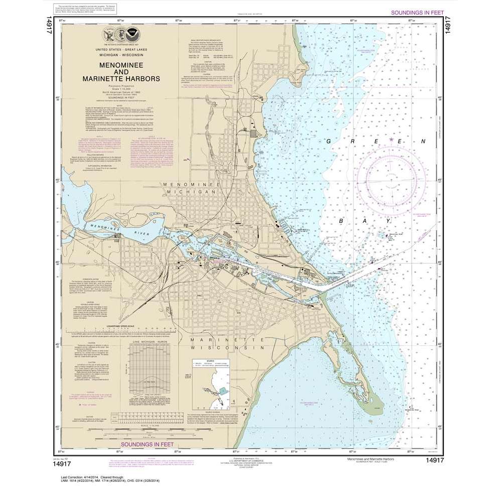 Paradise Clay NO_14917 HISTORICAL NOAA Chart Menominee and Marinette Harbors