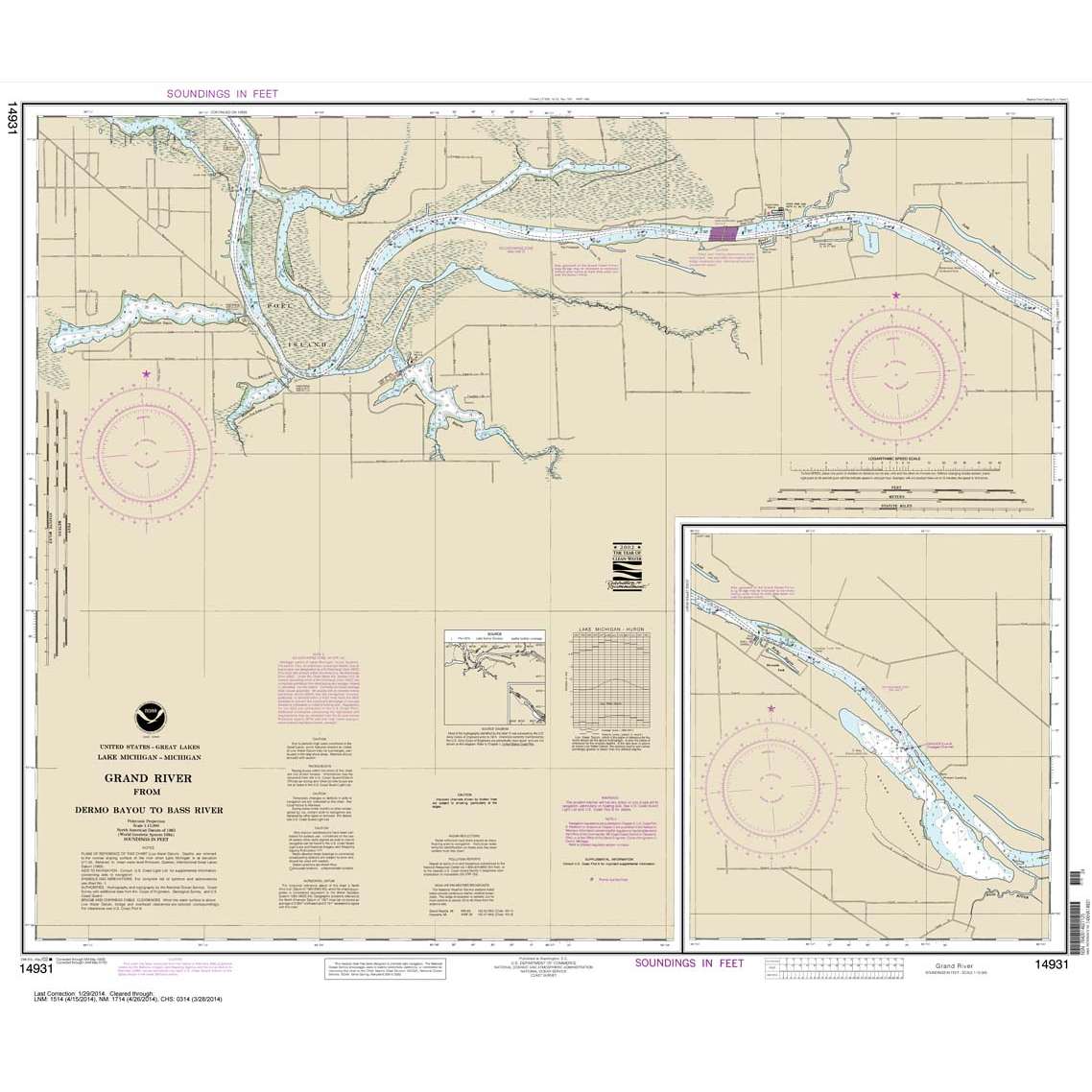 Paradise Clay NO_14931 HISTORICAL NOAA Chart Grand River From Dermo Bayou To Bass River