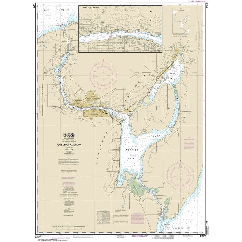 Paradise Clay NO_14972 HISTORICAL NOAA Chart Keweenaw Waterway: including Torch Lake;Hancock and Houghton