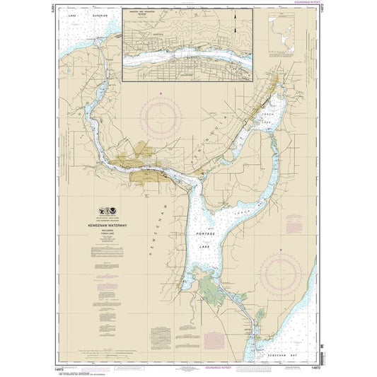 Paradise Clay NO_14972 HISTORICAL NOAA Chart Keweenaw Waterway: including Torch Lake;Hancock and Houghton
