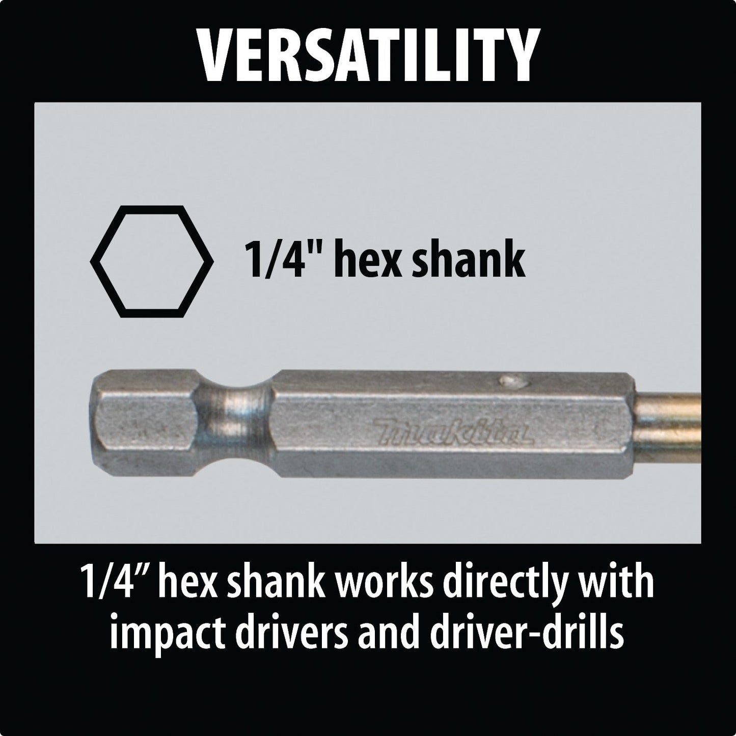 Makita D-23949 3/8" Titanium Coated Drill Bit, 1/4" Hex Shank