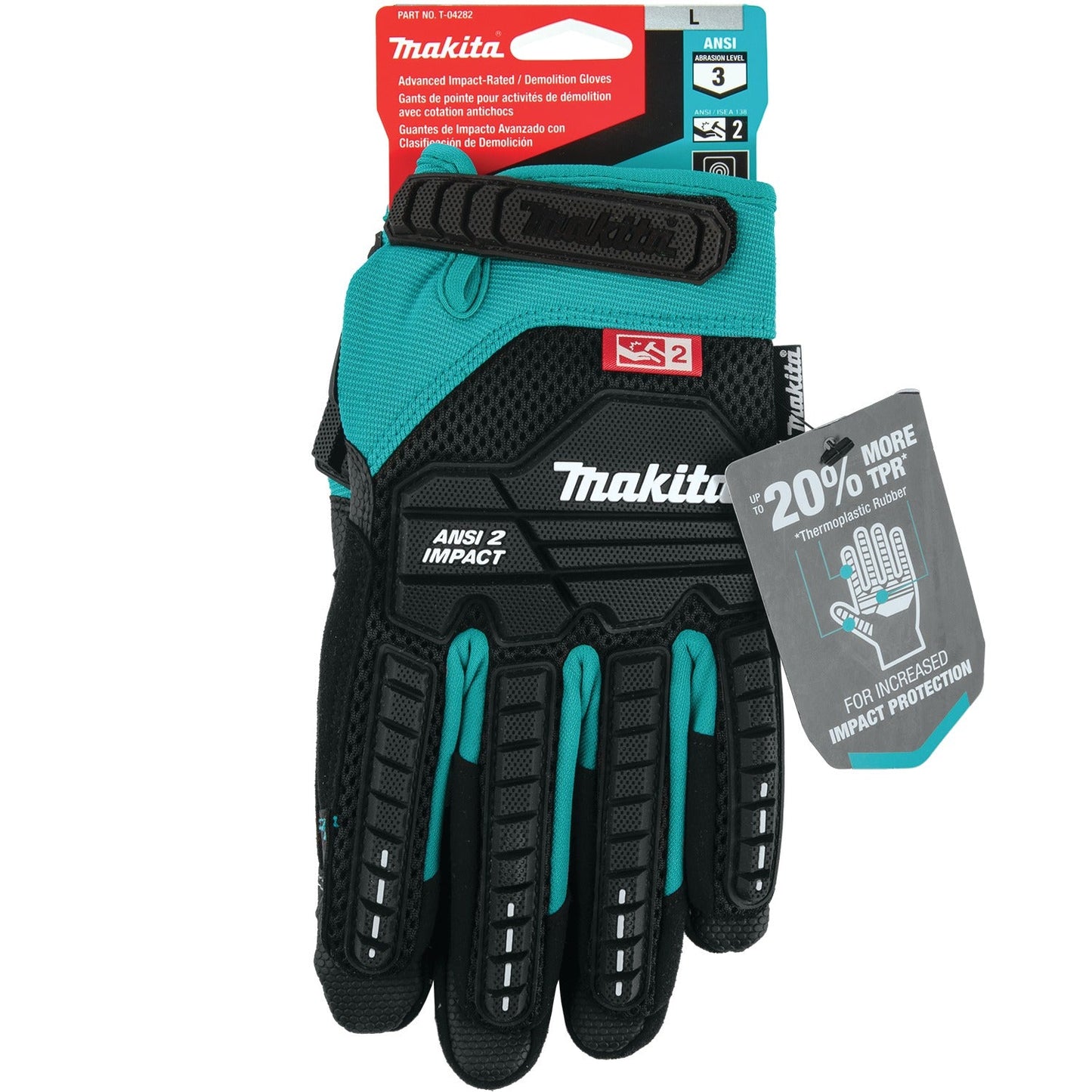 Makita T-04282 Advanced ANSI 2 Impact‘Rated Demolition Gloves (Large)