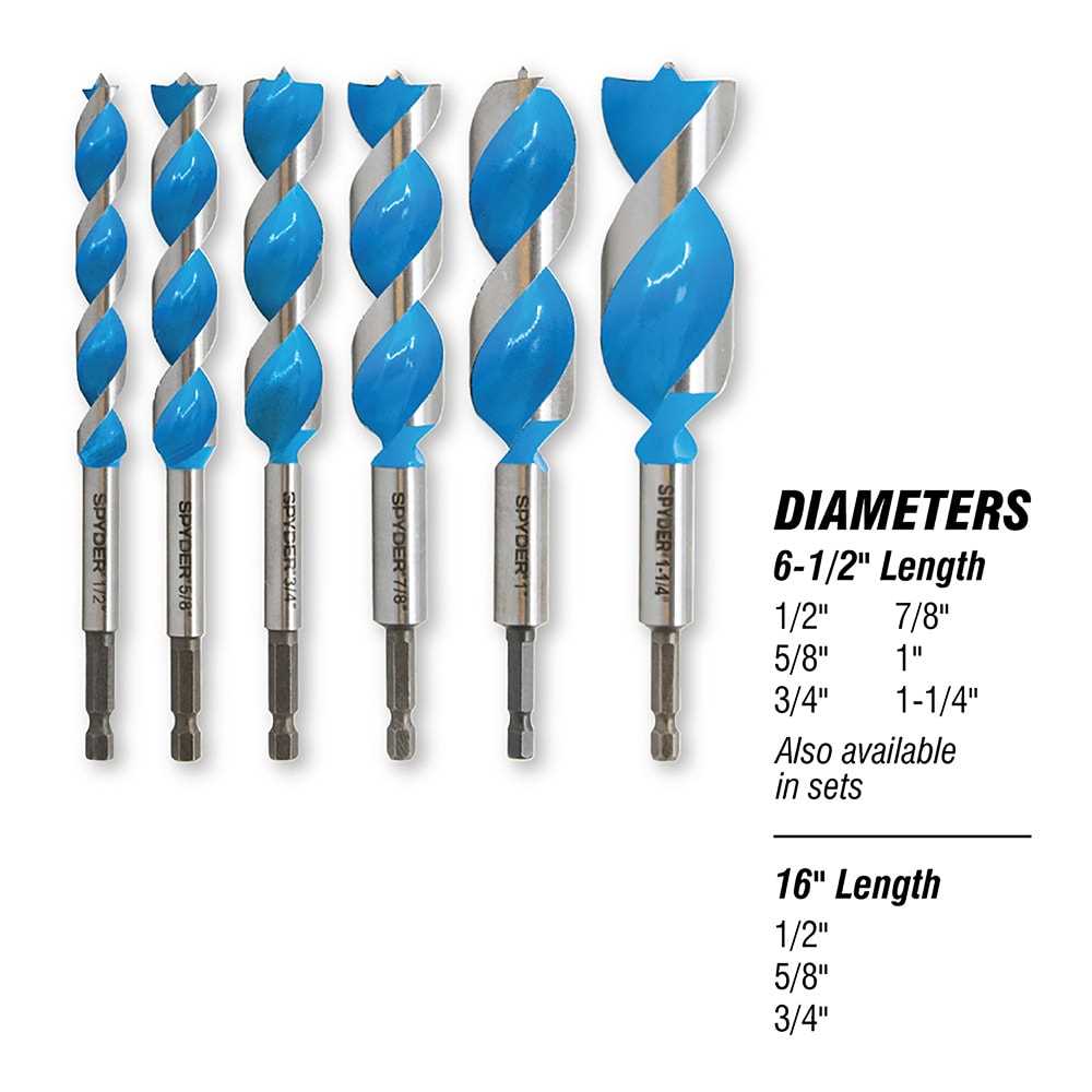 Spyder 15001 Spyder Stinger Power Bit 4-Piece X 6-1/2-In Woodboring Power Bit Drill Bit Set