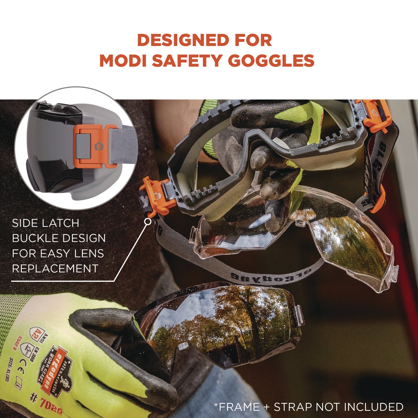 Ergodyne 60305 Skullerz MODI OTG Anti-Scratch & Anti-Fog Safety Goggles Replacement Lens