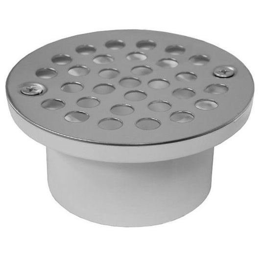 Jones Stephens D54001 2" x 3" General Purpose PVC Drain with 4-1/4" Stainless Steel Round Strainer