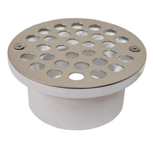 Jones Stephens D54100 3" x 4" General Purpose PVC Drain with 5" Stainless Steel Round Strainer