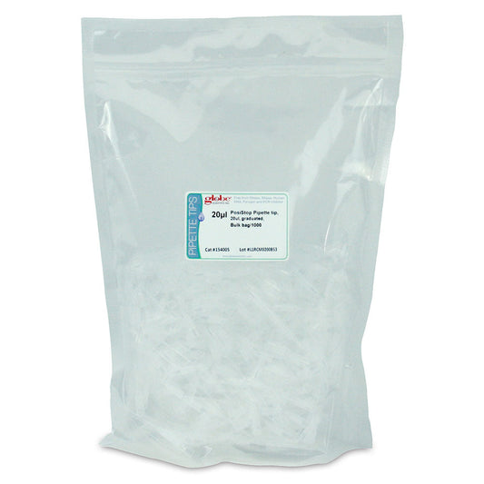 Globe Scientific 154105S PosiStop Pipette tip 20ul Low-retention Sterile graduated Bulk bag/1000 40 bags/case