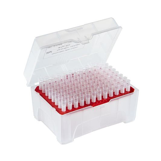 Globe Scientific 154105RS PosiStop Pipette tip 20ul Low-retention Sterile graduated 96/rack 10 racks box 10 boxes case