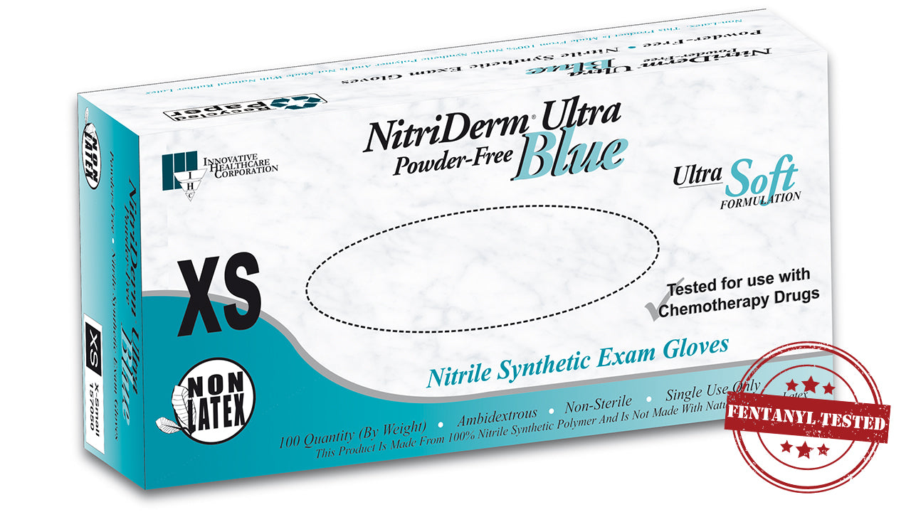 Innovative Healthcare 157350 Nitriderm Ultra Blue Nitrile Exam Gloves - Xl, 100 Gloves/Bx, 10 Bx/Cs