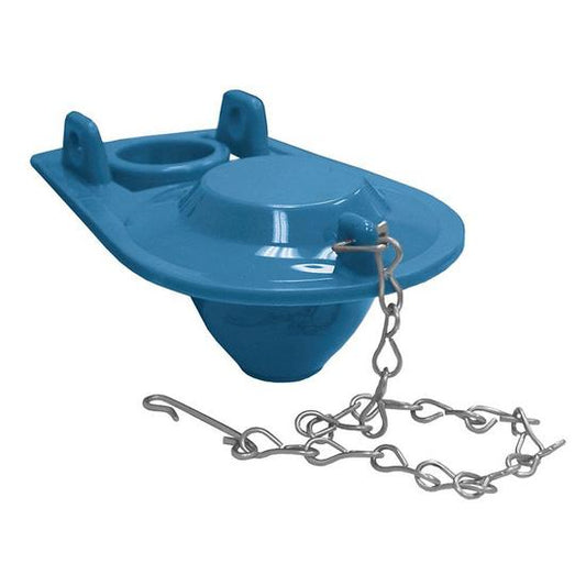 Jones Stephens C04004 Carded Blue Vinyl Fit-All Flapper with 9" Stainless Steel Chain and Hook