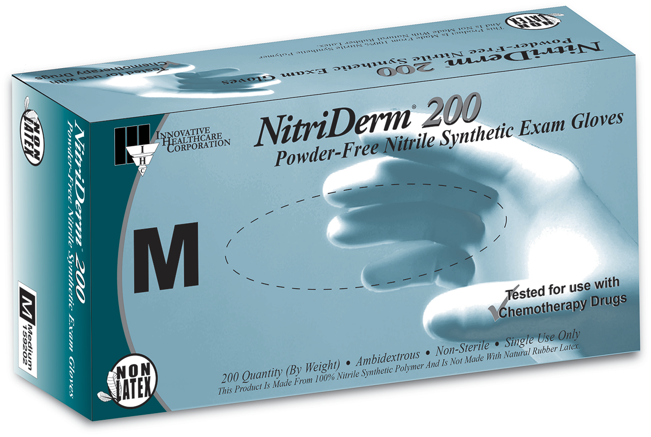 Innovative Healthcare 159052 Nitriderm 200 Nitrile Exam Gloves - Xs, 200 Gloves/Bx, 10 Bx/Cs