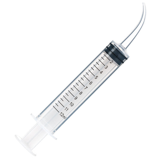 Globe Scientific 159014 Transfer Syringe 12cc (12mL) Printed Graduations Curved Tip 50/Bag