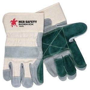 MCR Safety 16025L Sidekick® Series Gloves Select Side Split Leather Palm Work Gloves Double Leather Palm and Fingers 2.5-Inch Rubberized Safety Cuff (1 DZ)