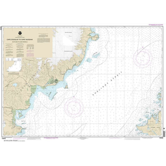 Paradise Clay NO_16608 HISTORICAL NOAA Chart Shelikof Strait-Cape Douglas to Cape Nukshak