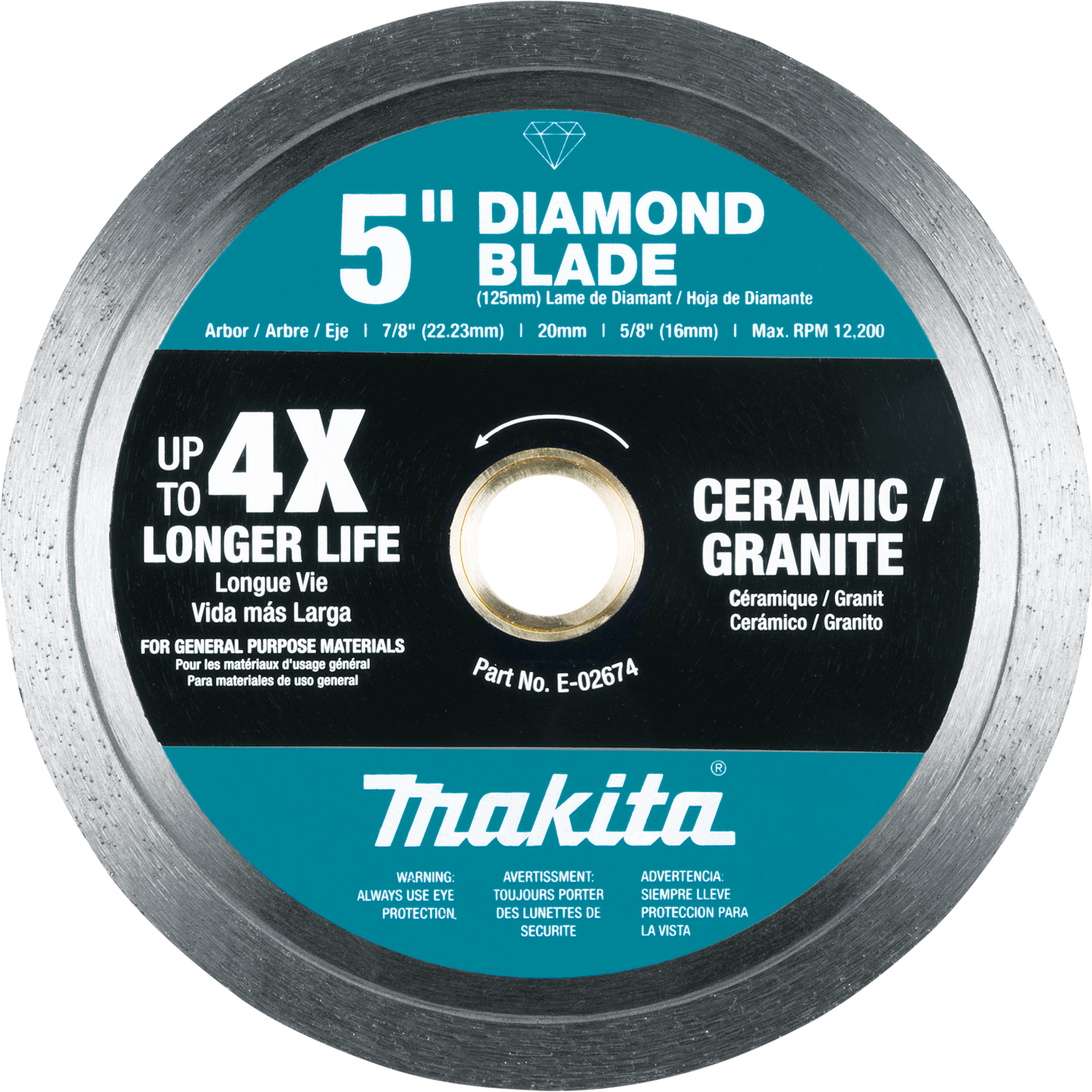 Makita E-02674 5" Diamond Blade, Continuous Rim, General Purpose