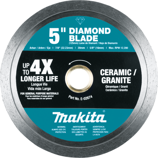 Makita E-02674 5" Diamond Blade, Continuous Rim, General Purpose