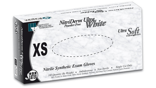 Innovative Healthcare 167350 Nitriderm Ultra White Nitrile Exam Gloves - Xl, 100 Gloves/Bx, 10 Bx/Cs