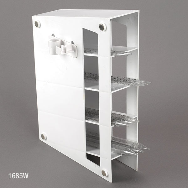 Globe Scientific 1685W Pipette Storage Rack 4 Compartment Includes 2 Accessory Holders ABS White