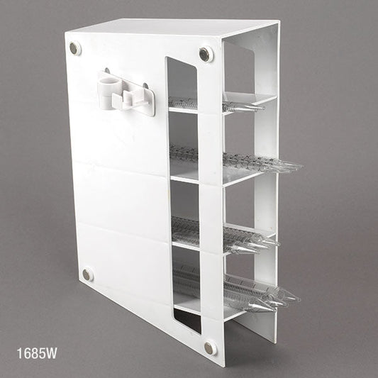 Globe Scientific 1685W Pipette Storage Rack 4 Compartment Includes 2 Accessory Holders ABS White