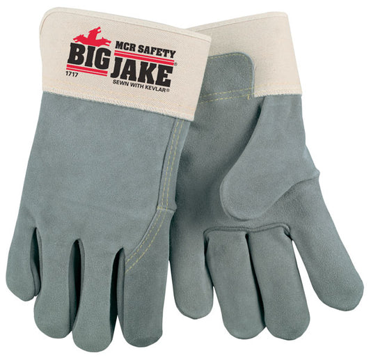 MCR Safety 1717 Big Jake® Premium A+ Grade Side Leather Leather Palm Work Gloves 2.75 Inch Safety Cuff and Full Leather Back Sewn with DuPont™ Kevlar® (1 DZ)