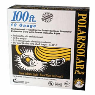 SOUTHWIRE 01689 100' Yel Polar/Solar Plus Ext. Cord 12/3 Sjeow-