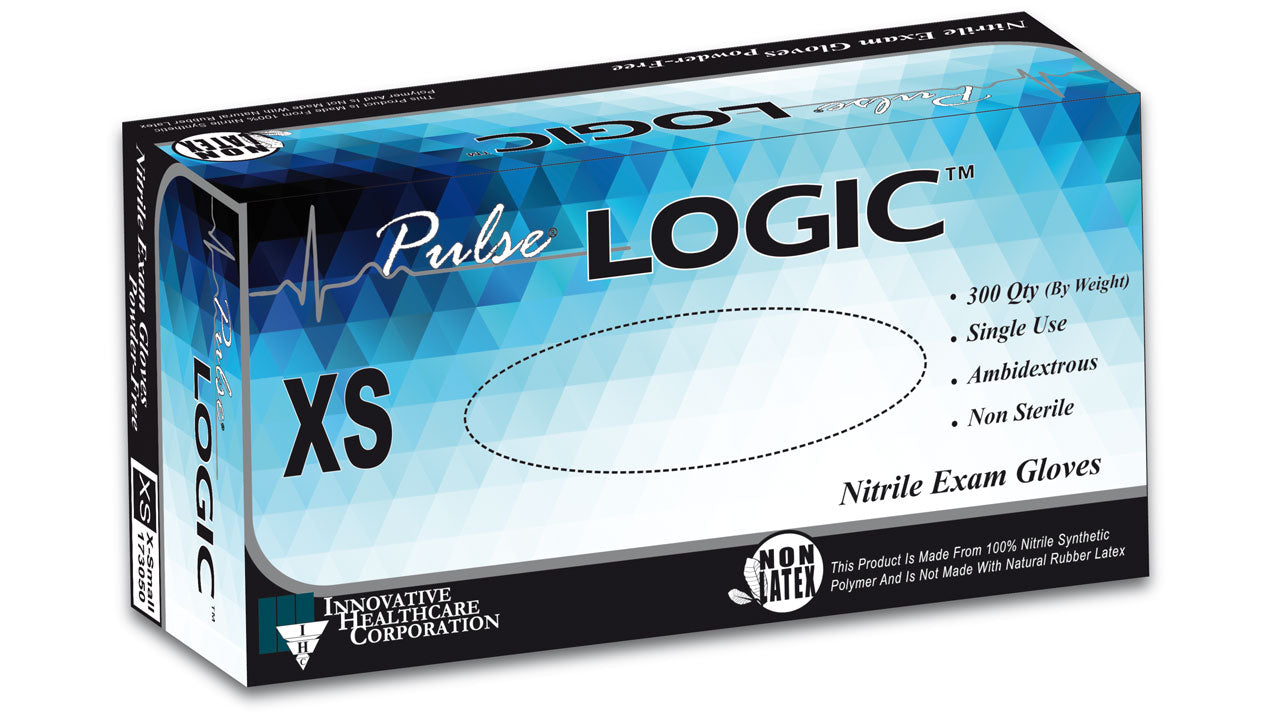 Innovative Healthcare 173050 Pulse Logic Nitrile Exam Gloves - Xs, 300 Gloves/Bx, 10 Bx/Cs