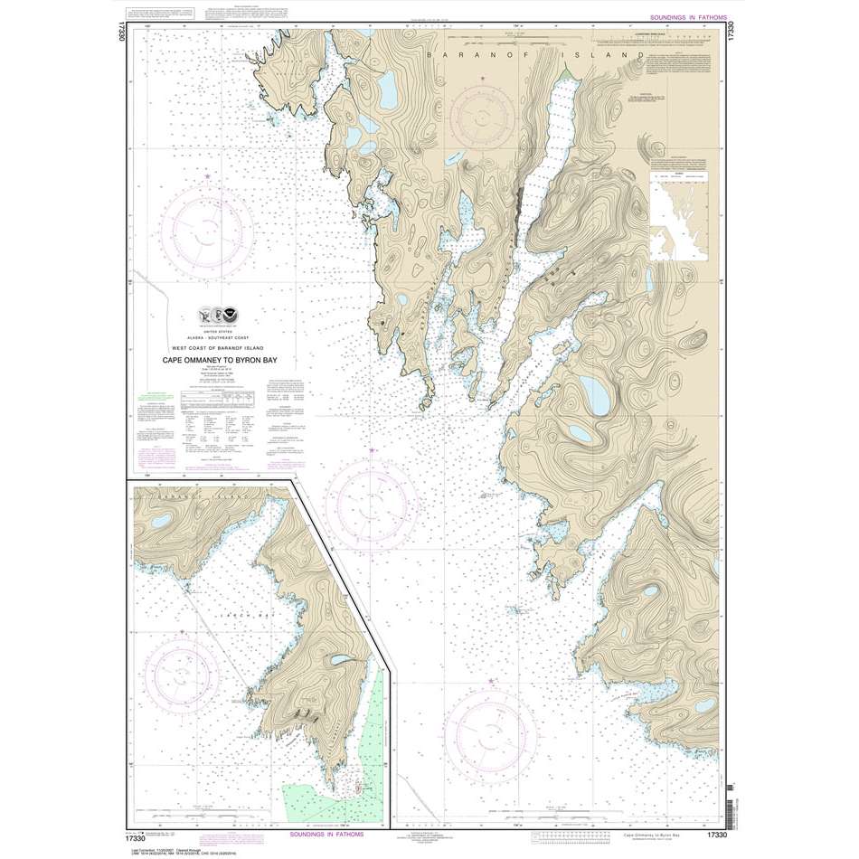 Paradise Clay NO_17330 HISTORICAL NOAA Chart West Coast of Baranof Island Cape Ommaney to Byron Bay