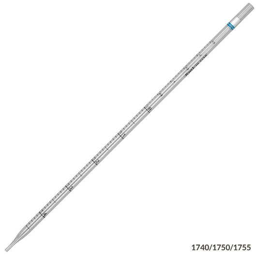 Globe Scientific 1755 Serological Pipette 5mL PS Standard Tip 342mm Non-Sterile Blue Band 25/Pack, BOX/375
