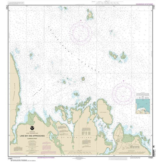 Paradise Clay NO_17401 HISTORICAL NOAA Chart Lake Bay and approaches: Clarence Str.