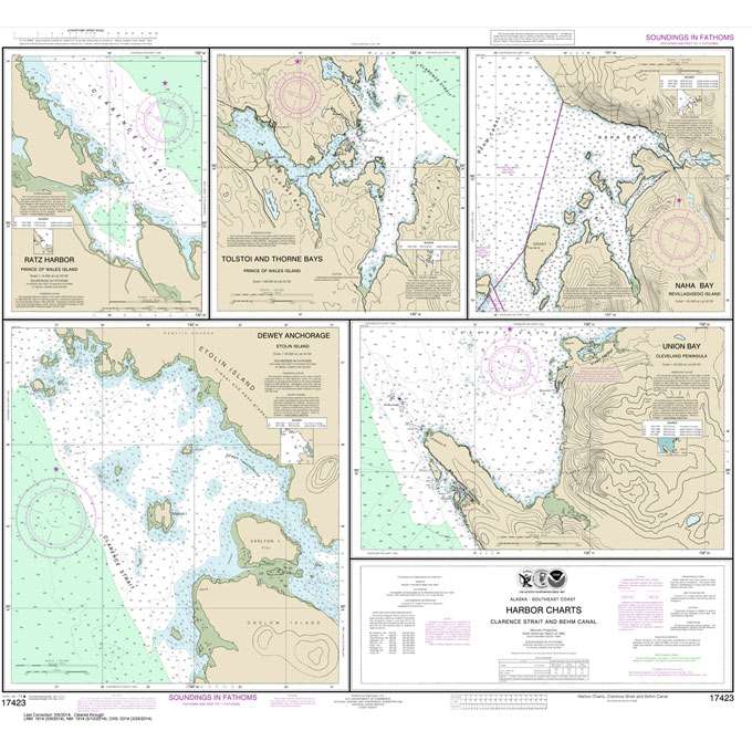Paradise Clay NO_17423 HISTORICAL NOAA Harbor Charts-Clarence Strait and Behm Canal Dewey Anchorage