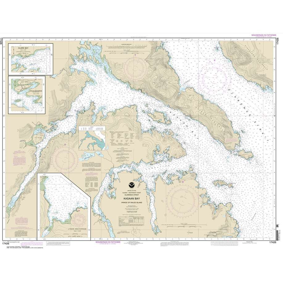 Paradise Clay NO_17426 HISTORICAL NOAA Chart Kasaan Bay: Clarence Strait;Hollis Anchorage: eastern part;Lyman Anchorage