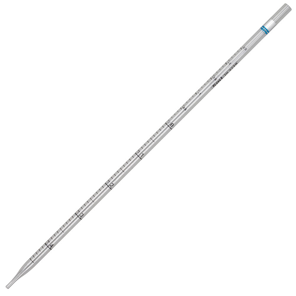 Globe Scientific 1742 Serological Pipette Diamond Essentials 5mL PS Standard Tip 342mm STERILE Blue Band Individually Wrapped 50/Bag 4 Bags/Unit