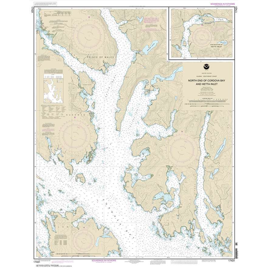 Paradise Clay NO_17431 HISTORICAL NOAA Chart N. end of Cordova Bay and Hetta Inlet