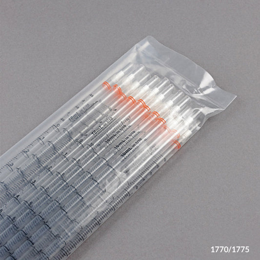 Globe Scientific 1775 Serological Pipette 10mL PS Standard Tip 345mm Non-Sterile Orange Band 25/Pack