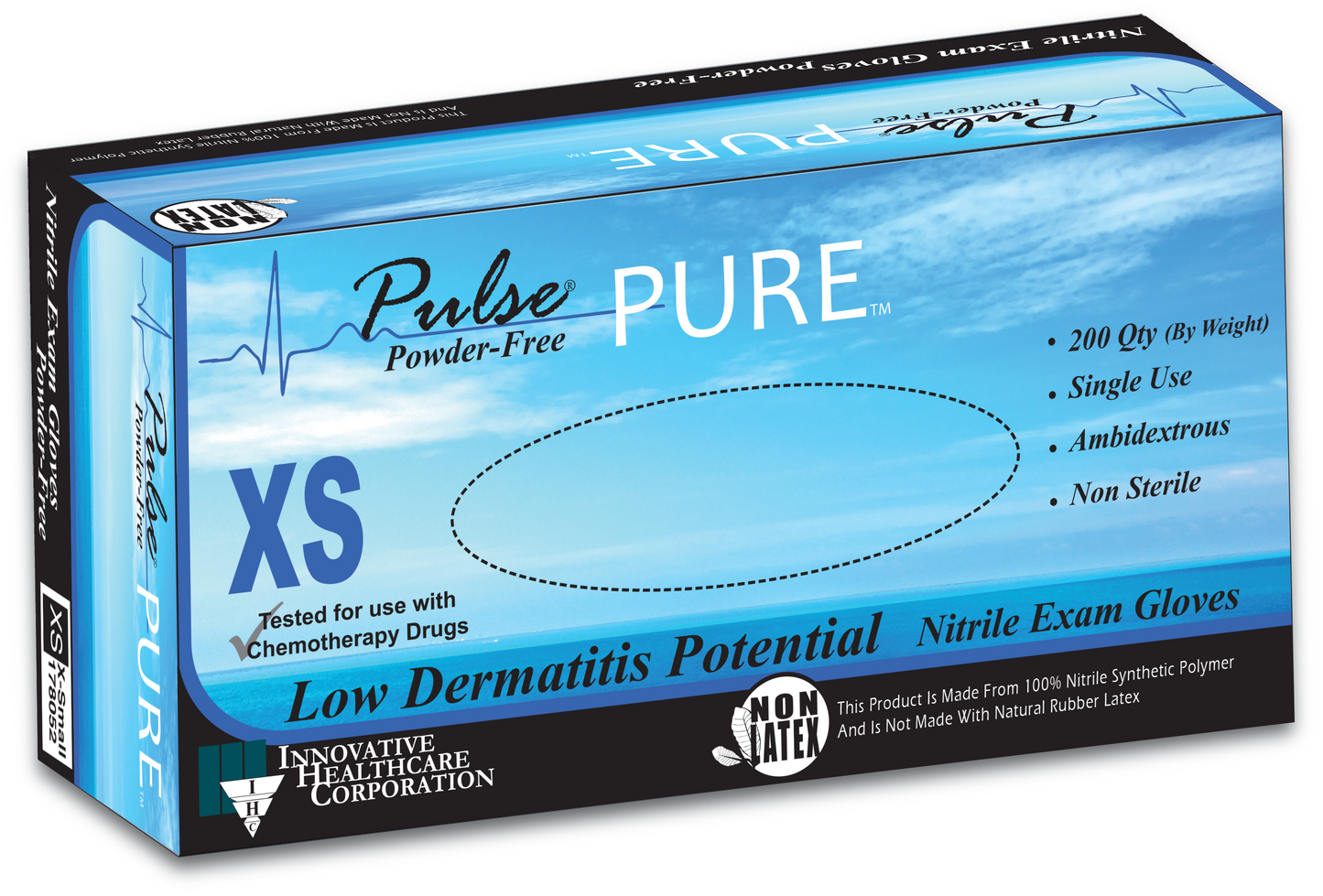 Innovative Healthcare 178302 Pulse Pure Nitrile Exam Gloves - L, 200 Gloves/Bx, 10 Bx/Cs